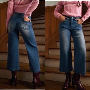 New ModCloth Sz 16 Luck of the Stylish Wide Leg Crop Jeans